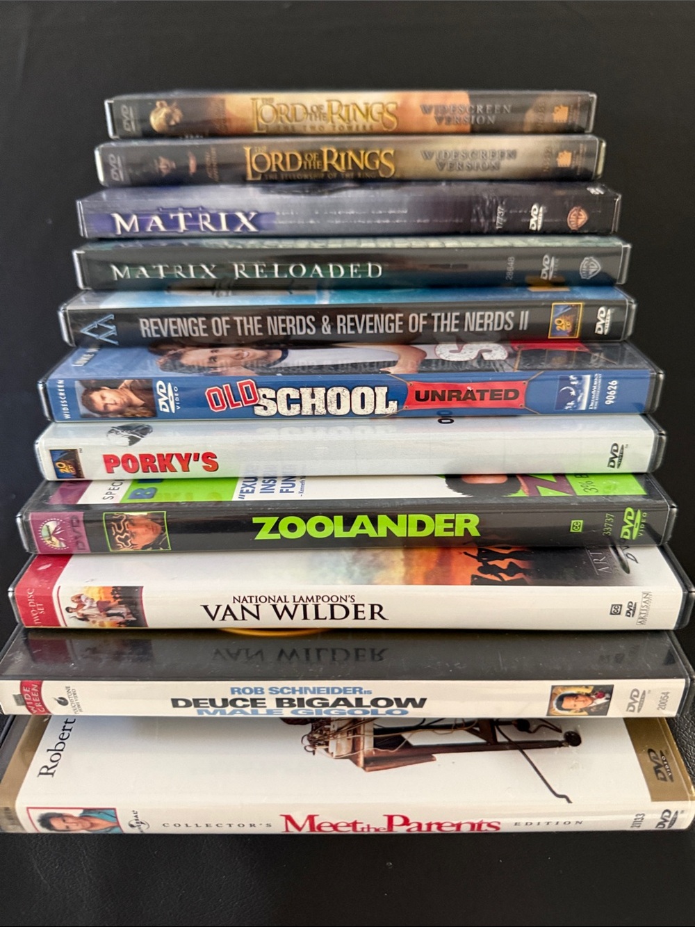 Assorted DVD Movie Lot with Matrix, Zoolander & Van Wilder lord of the rings